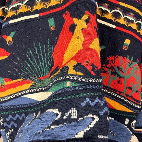 Meeroo Coogi Style Vintage 3D Cable Knit Crazy Large Kangaroo Sweater - Picture 5 of 7